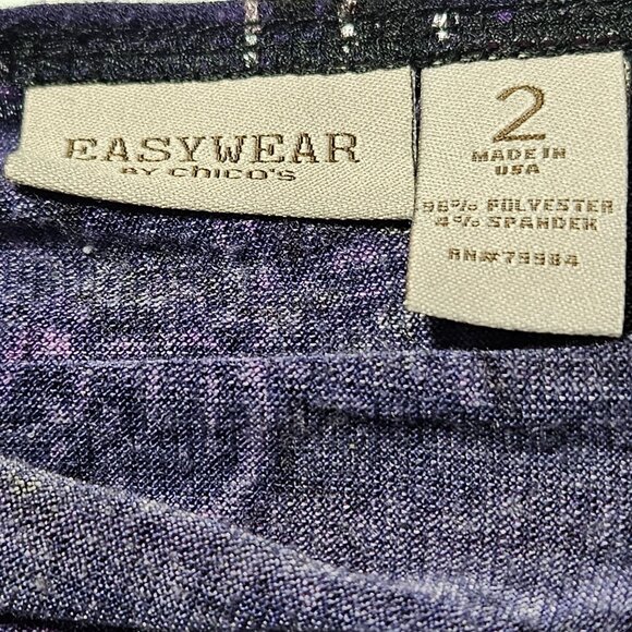 Vintage Chicos Purple Paisley 3 Piece Outfit Size Tank Top Cardigan Pants - Picture 9 of 10